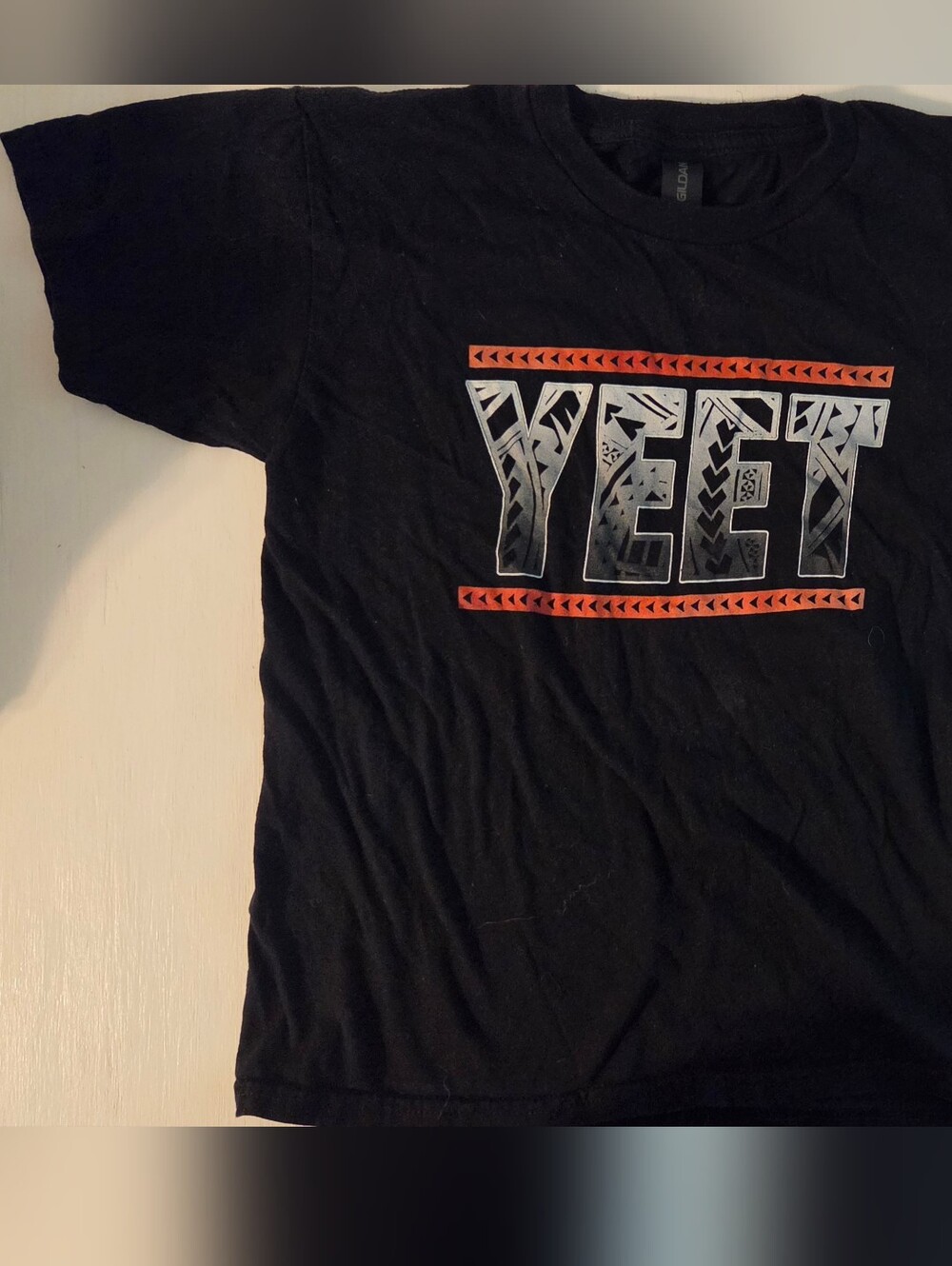 YEET Gildan Boy’s Black Graphic Tee with Red Accent Youth Medium